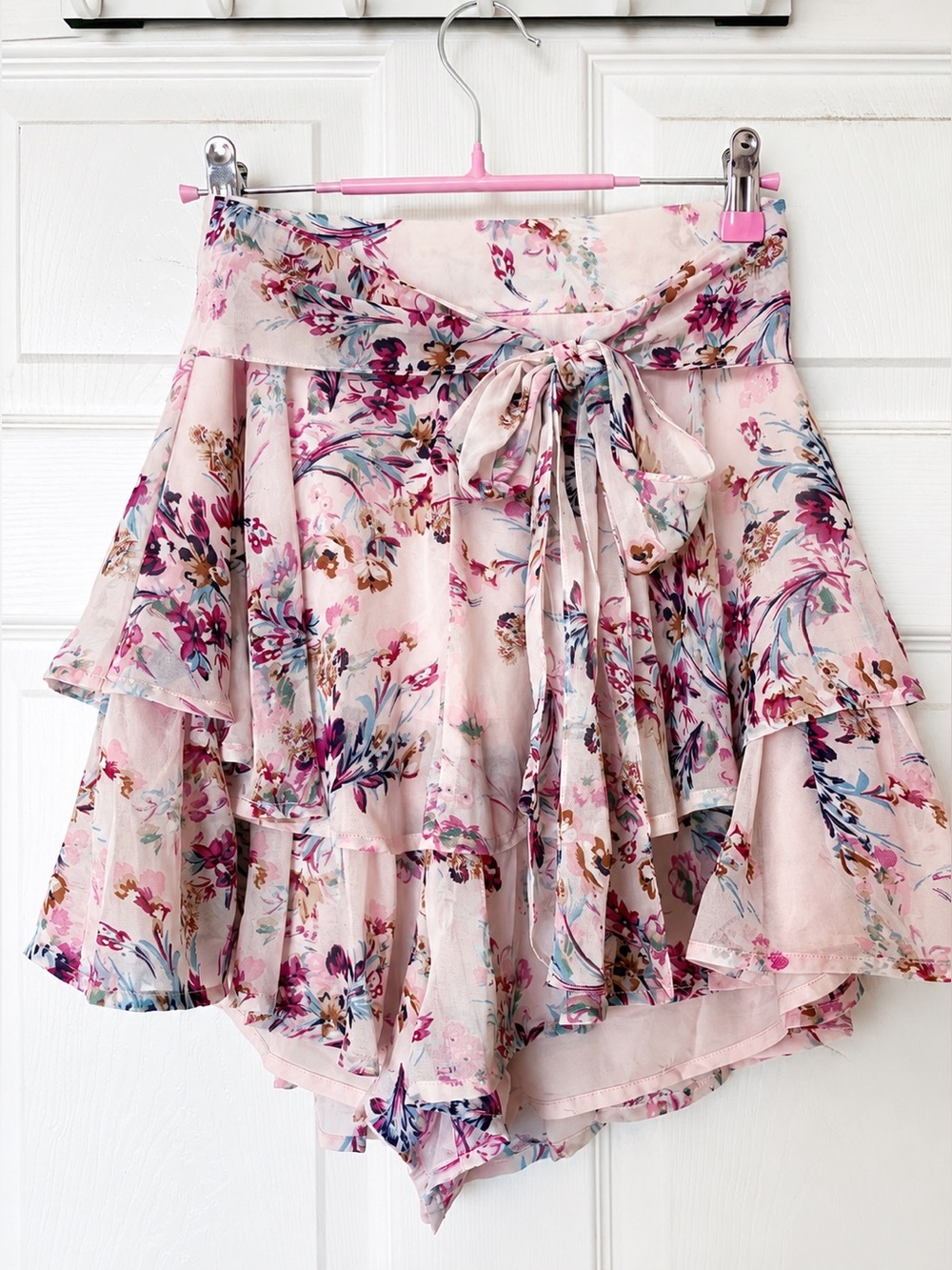 Floral Ruffle Tie-Waist Skort